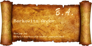 Berkovits Andor névjegykártya